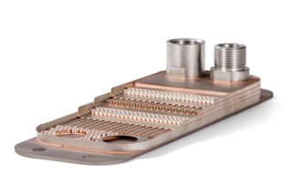 Cross-section of brazed FUNKE plate heat exchanger