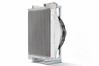 Front and rear view of FUNKE oil/air cooler OKAN series