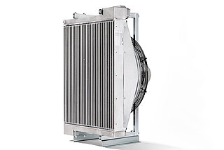Front and rear view of FUNKE oil/air cooler OKAN series